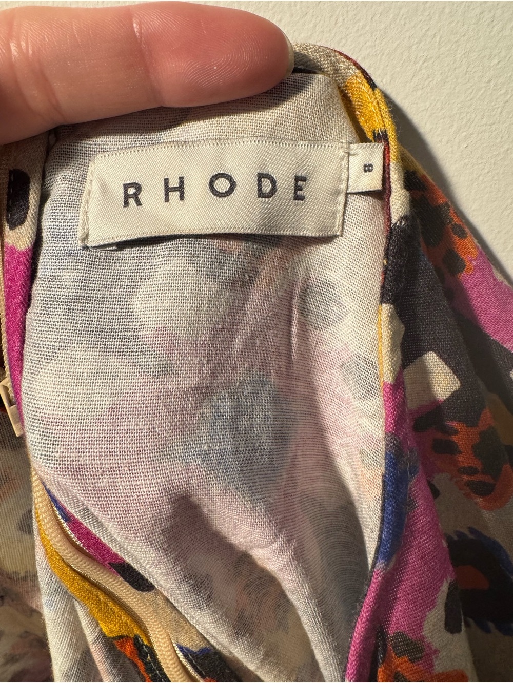 RHODE Multicolor Geometric Puff-Sleeve Mini Dress in Pink, Yellow & Blue - Picture 3 of 8